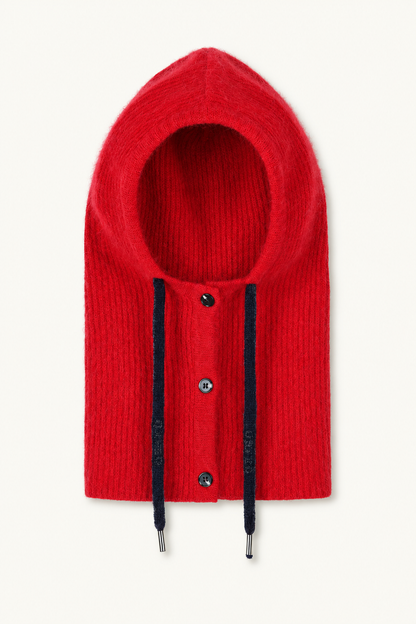 Cagoule en racoon trois boutons cordons marine Solea - Rubis