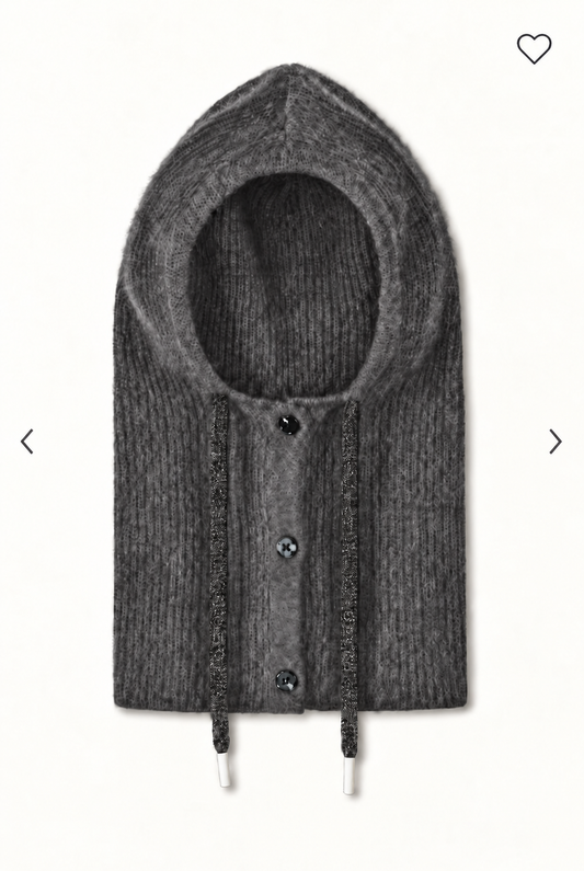 Cagoule en racoon trois boutons Solea - Gris Chiné