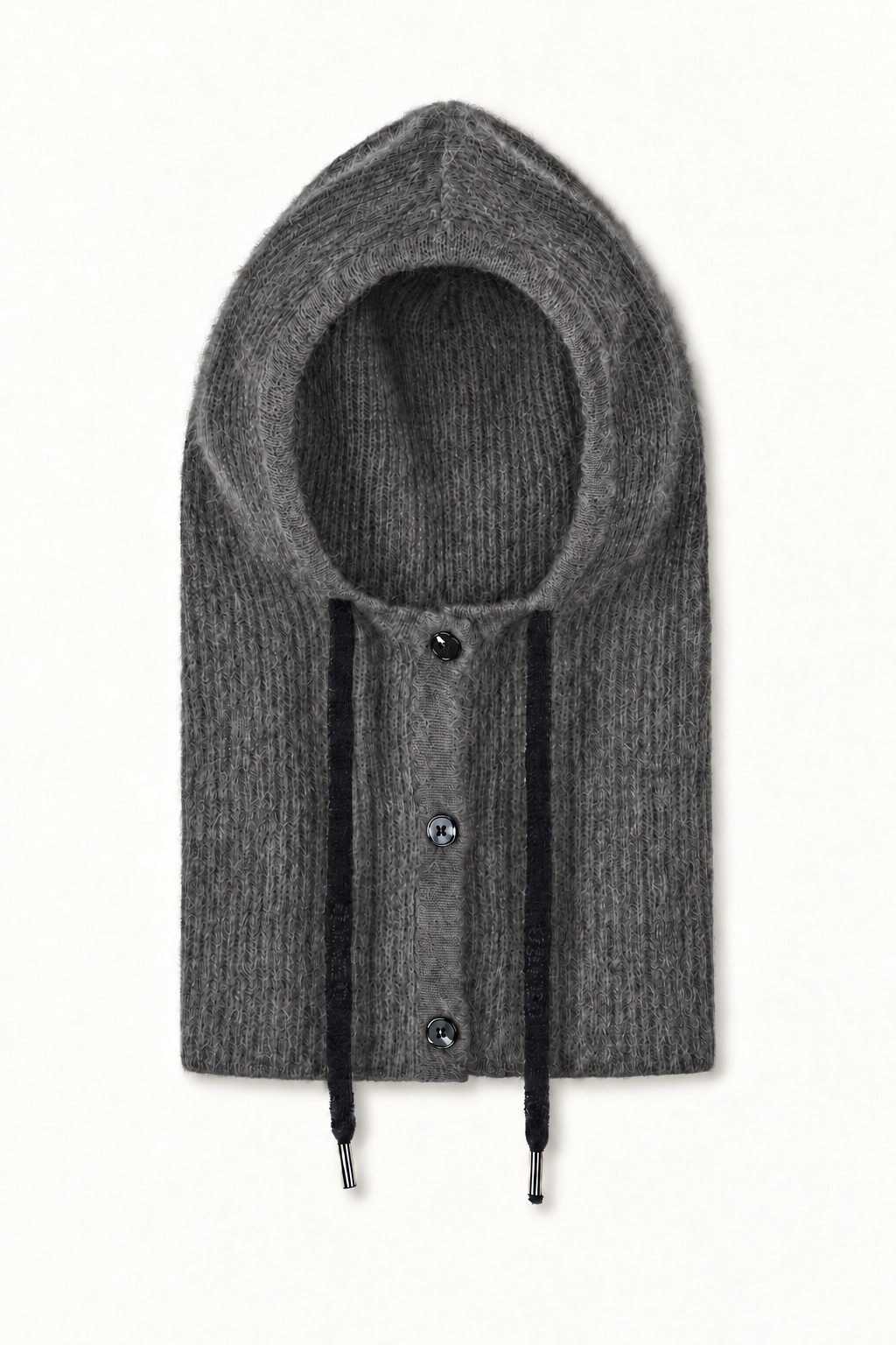 Cagoule en racoon trois boutons Solea - Gris Chiné