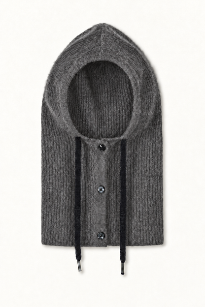 Cagoule en racoon trois boutons Solea - Gris Chiné