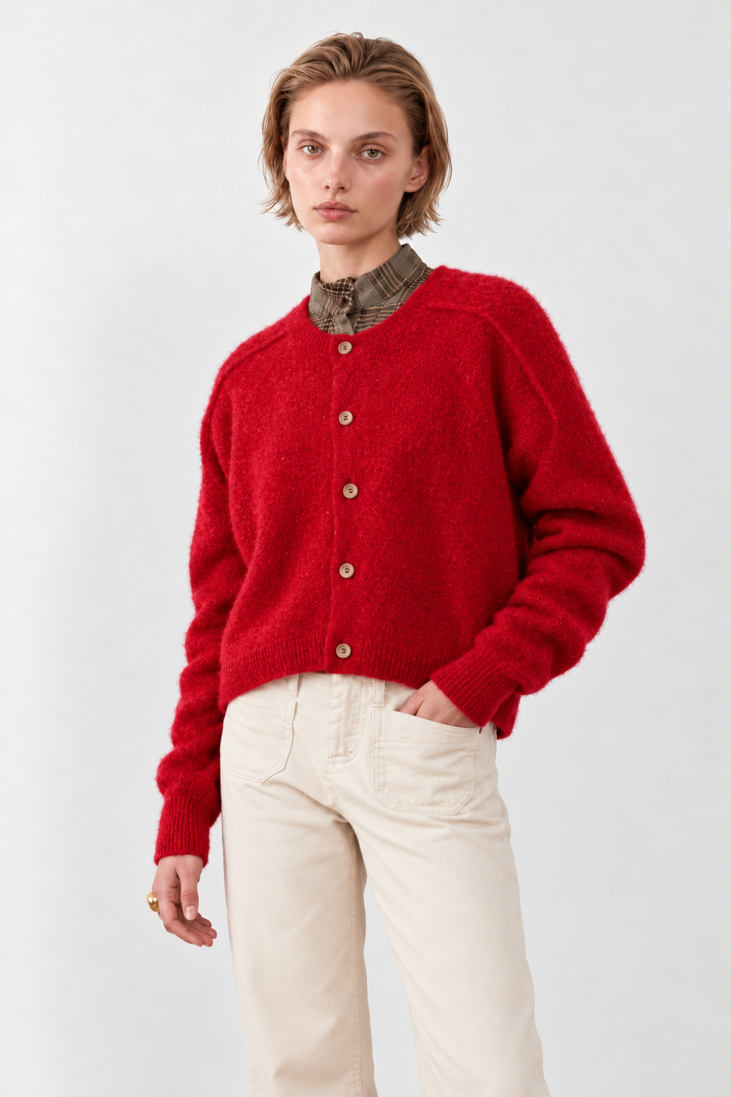 Gilet racoon & laine Azmara New - Rouge rubis
