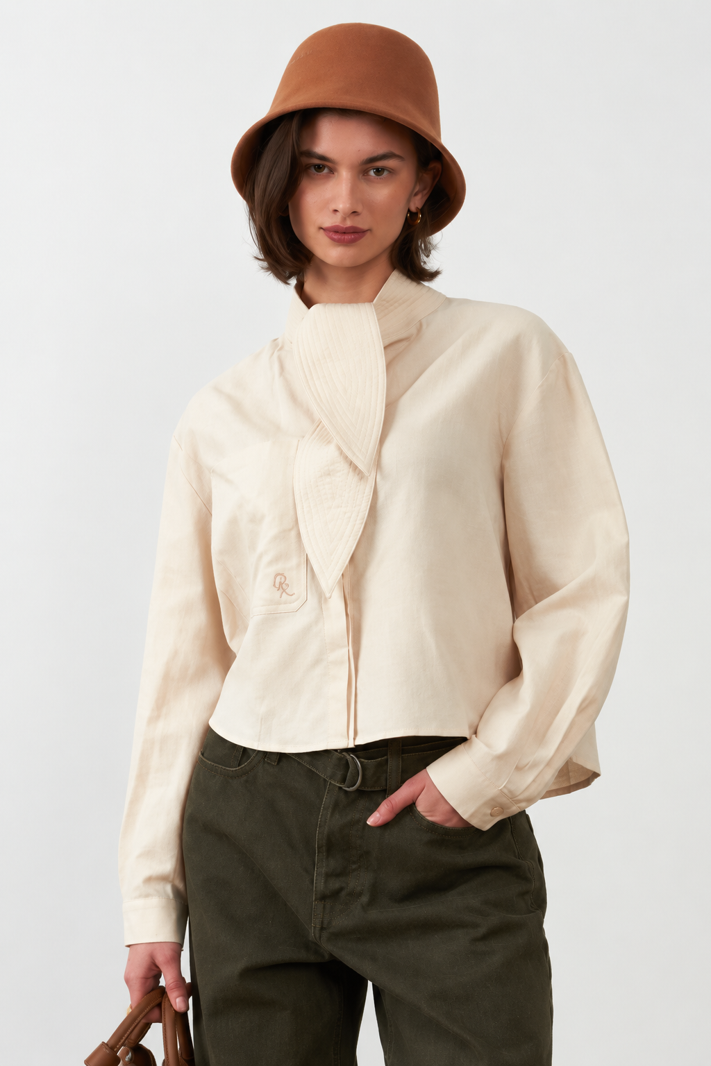 Chemise à col lavallière Arnold - Ivoire