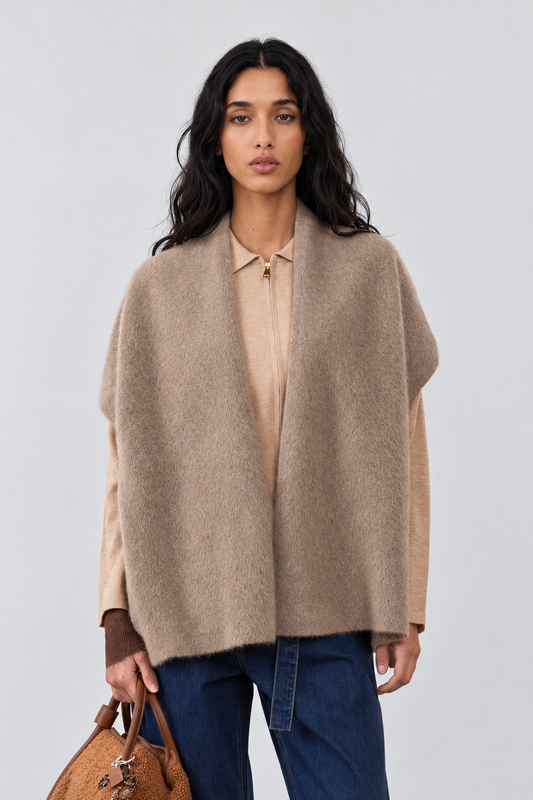 Gilet manches courtes Clarisse essentiel - Taupe