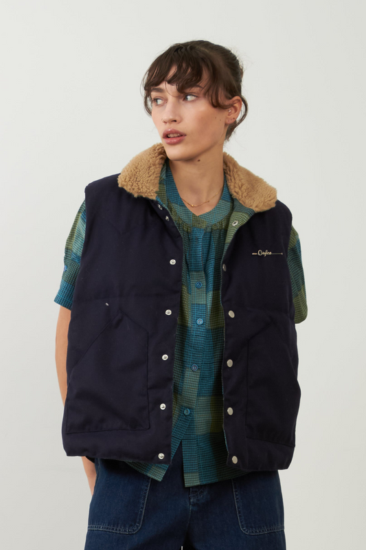 Veste sans manches col effet mouton Max - Navy