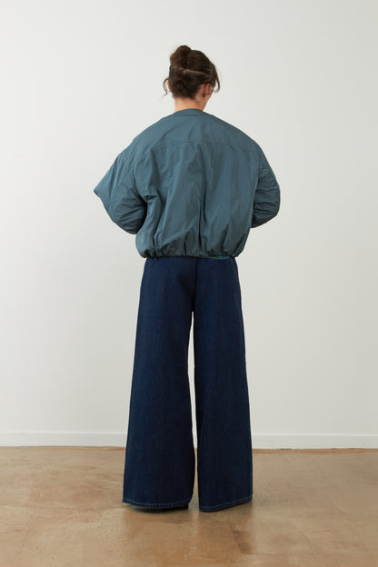 Bomber bleu col fourrure Janice - Pétrole