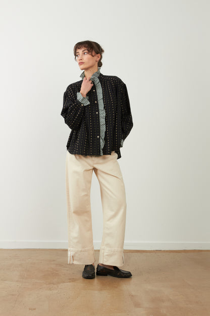 Blouse à volants en coton Montana - Noir