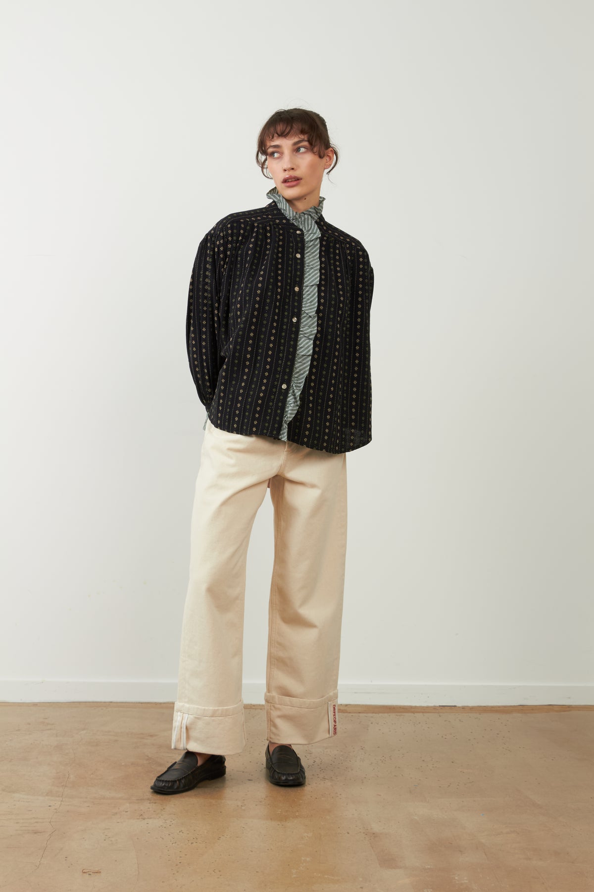 Blouse à volants en coton Montana - Noir
