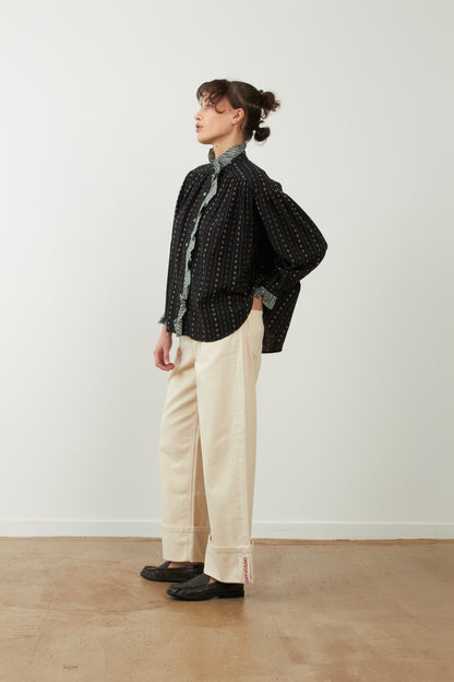 Blouse à volants en coton Montana - Noir