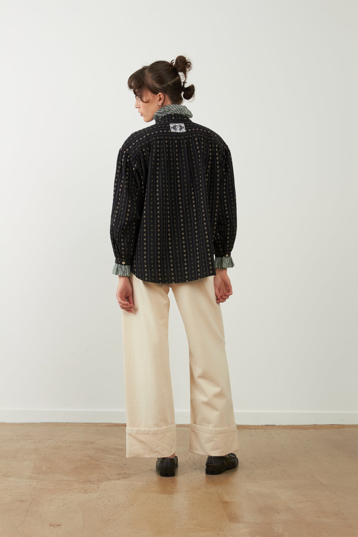 Blouse à volants en coton Montana - Noir