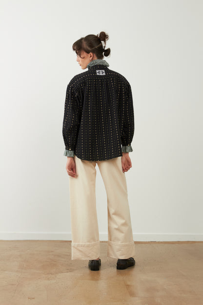 Blouse à volants en coton Montana - Noir