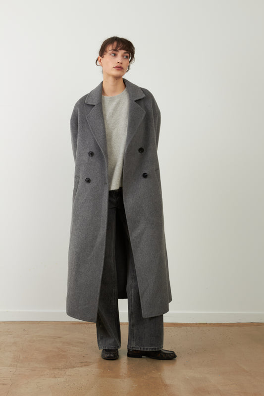 Manteau long en laine Leya - Gris
