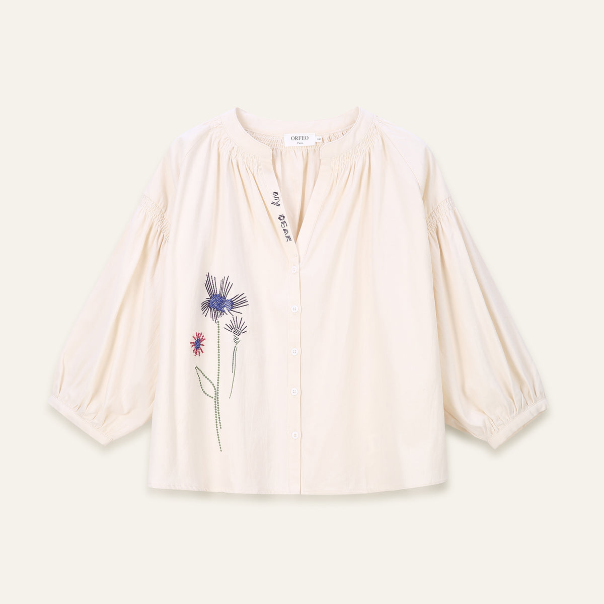 Blouse broderie fleurs Daniele - Ivoire
