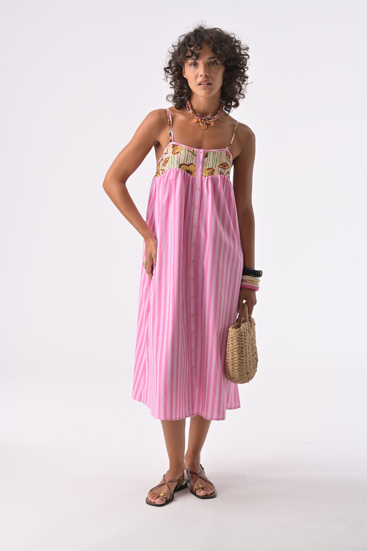 Robe Louane, coloris rayure rose