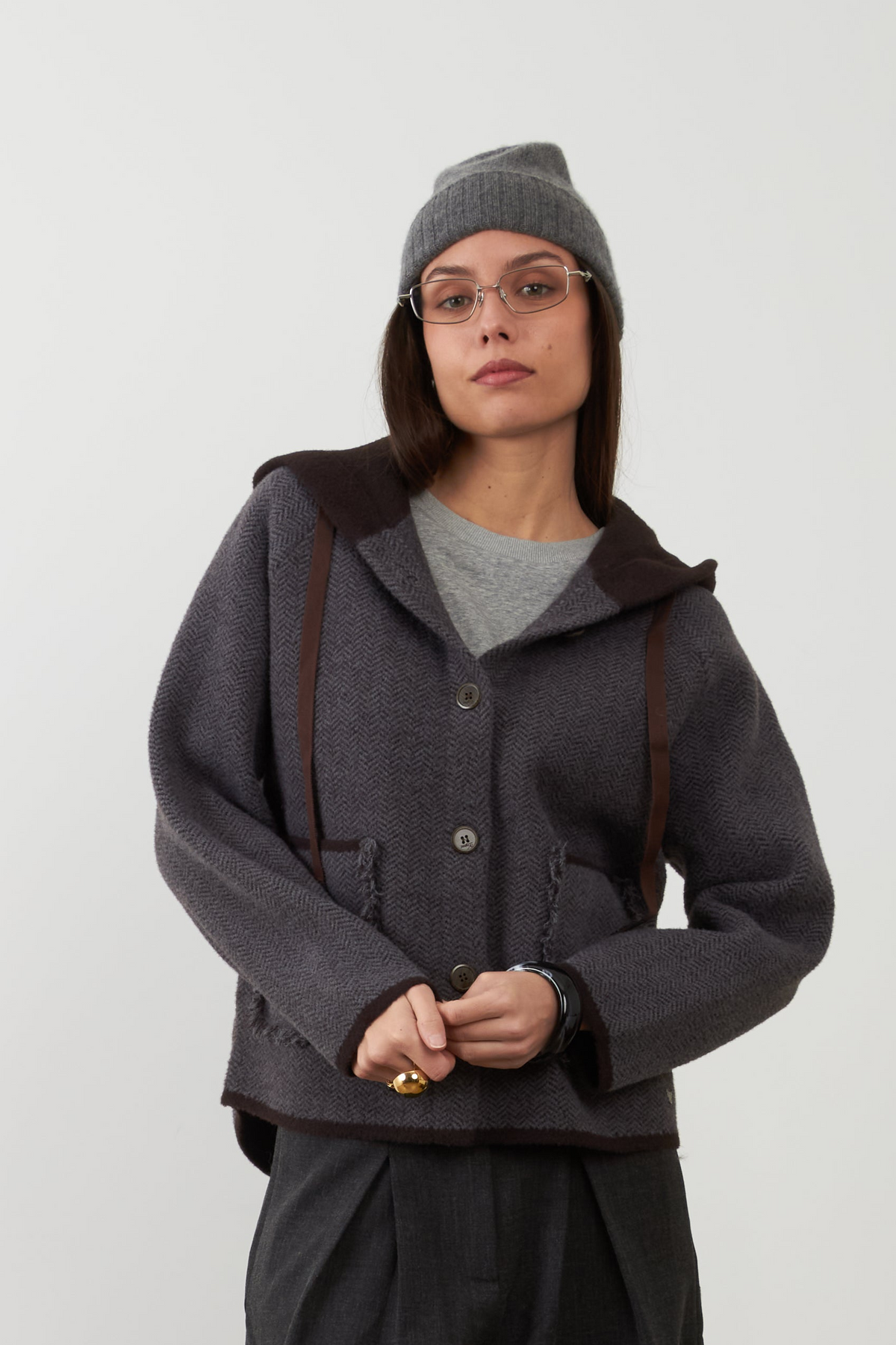 Veste gilet à capuche Briséis - Carbone