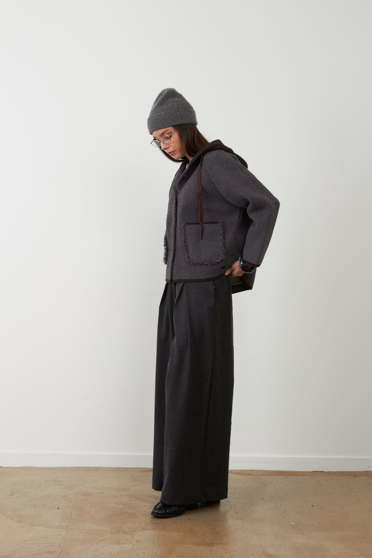 Veste gilet à capuche Briseis - Carbone