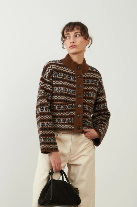 Gilet motifs Noël Brigitta - Chocolat