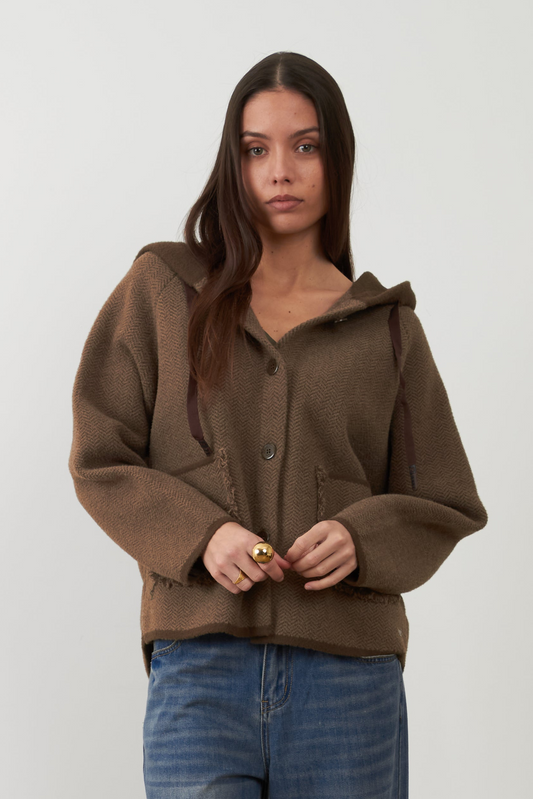 Veste gilet à capuche Briséis - Chocolat