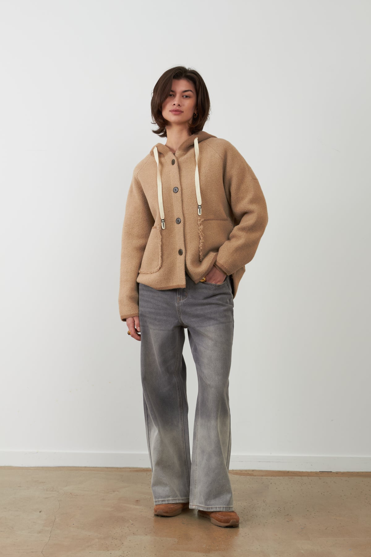 Veste gilet à capuche Briséis - Camel