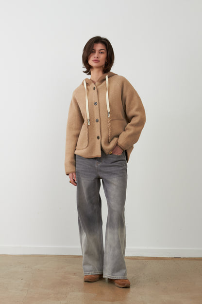 Veste gilet à capuche Briséis - Camel