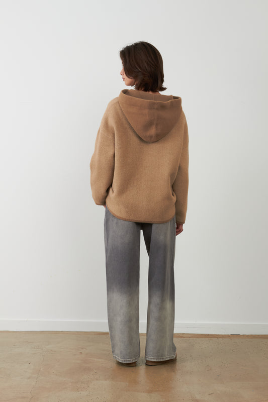 Veste gilet à capuche Briséis - Camel