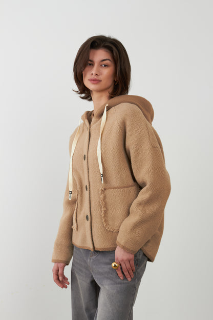Veste gilet à capuche Briséis - Camel
