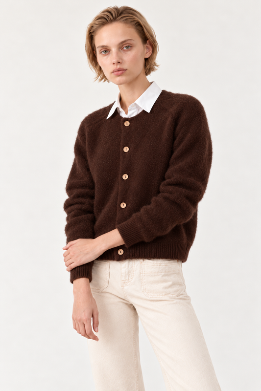 Gilet racoon & laine Azmara New - Chocolat