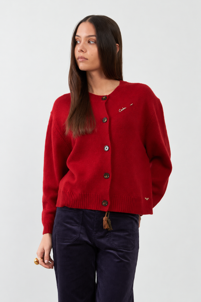 Gilet 100% laine Wayra - Cerise