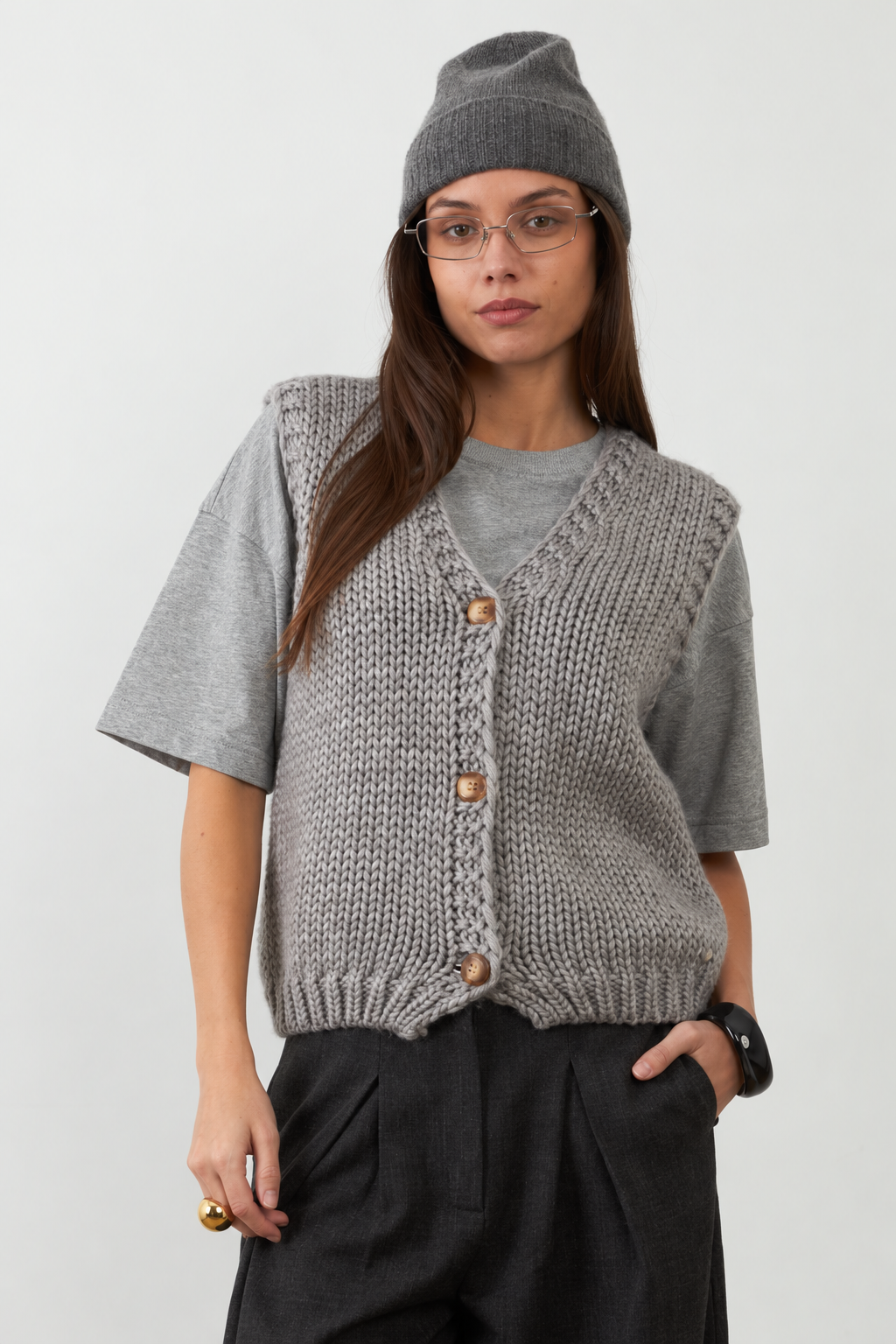 Gilet manches courtes Eolia - Gris