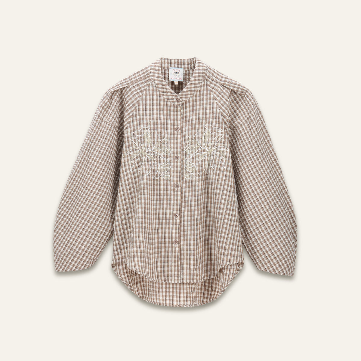Blouse avec broderies Fanette - Vichy Café