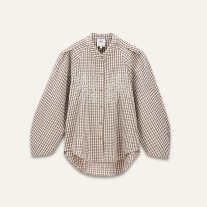 Blouse avec broderies Fanette - Vichy Café