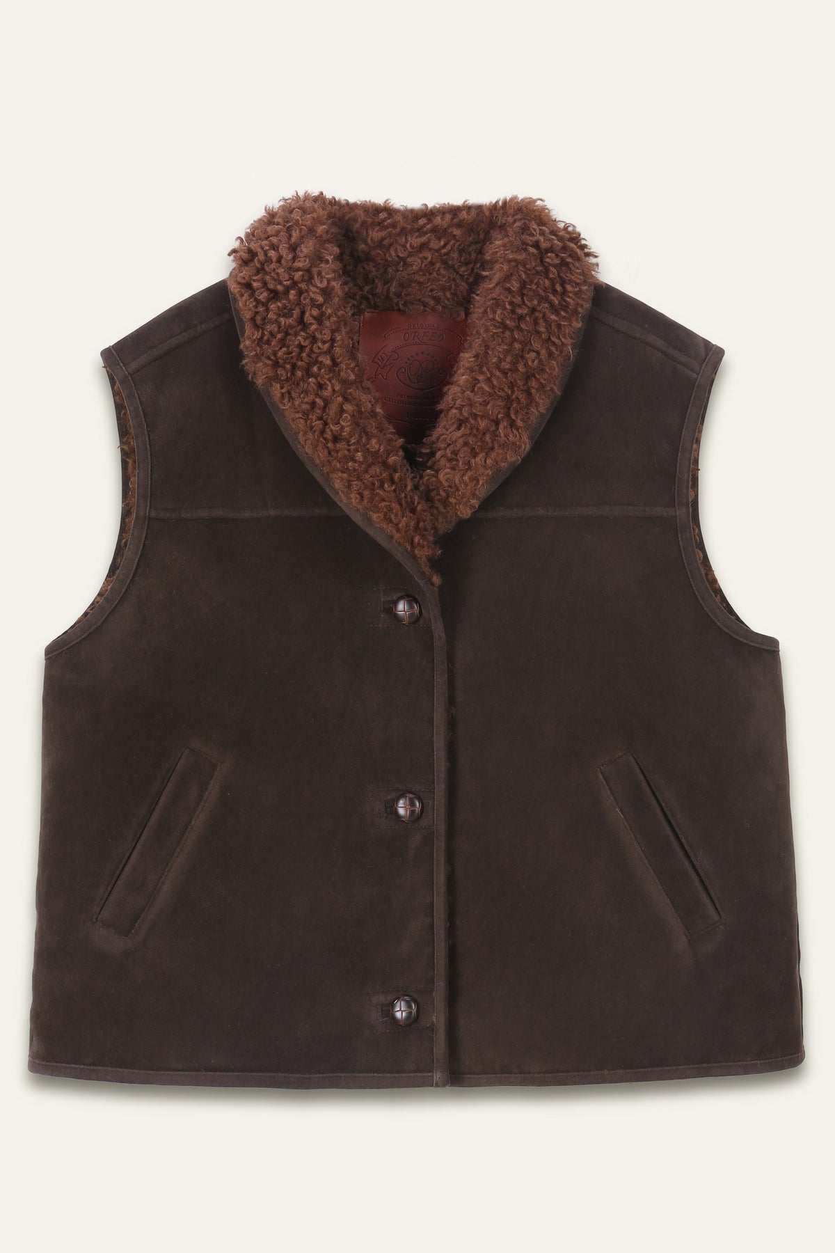 Veste sans manches col fourrure Madeline - Choco