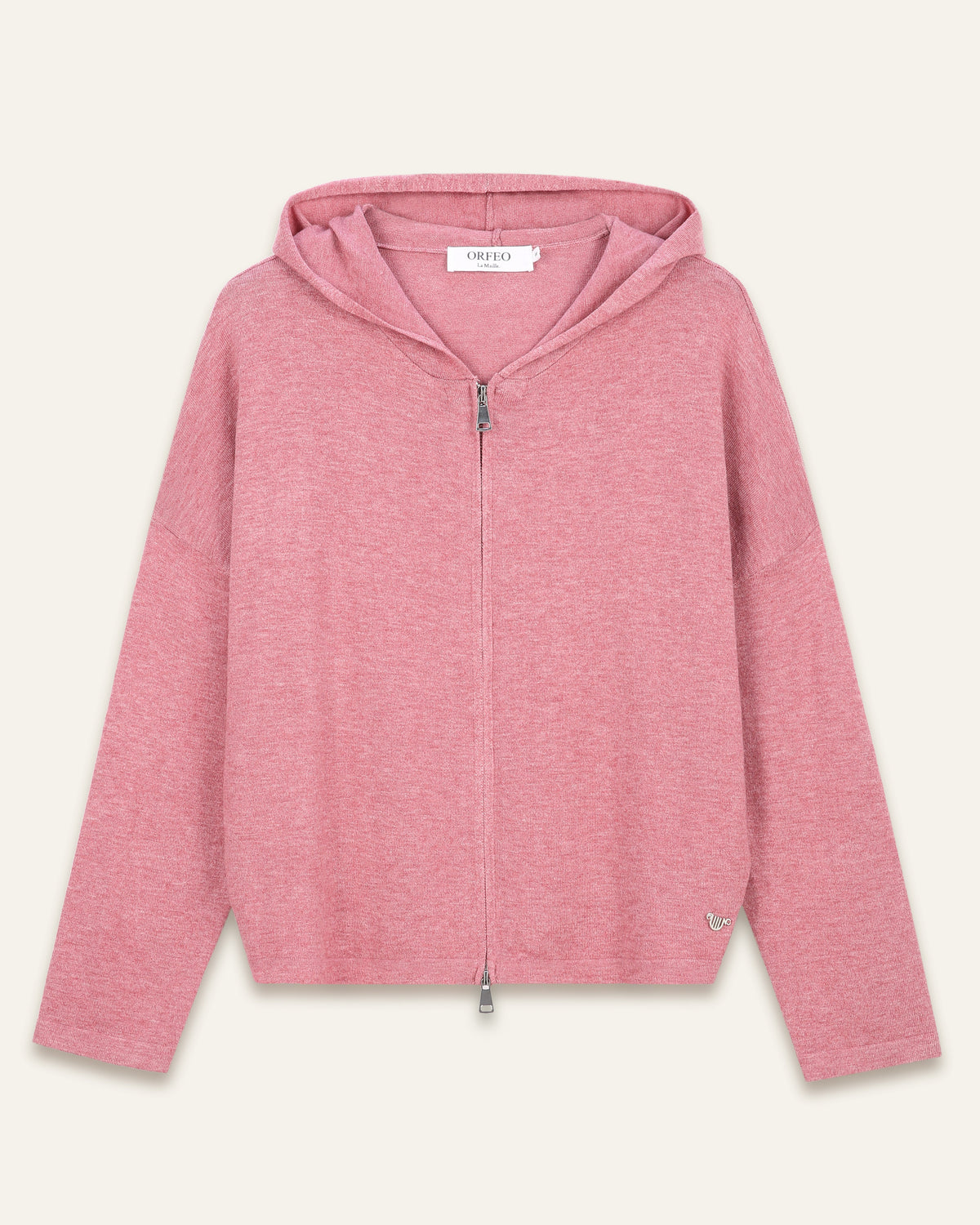 Gilet mérinos avec capuche Margaux - Rose