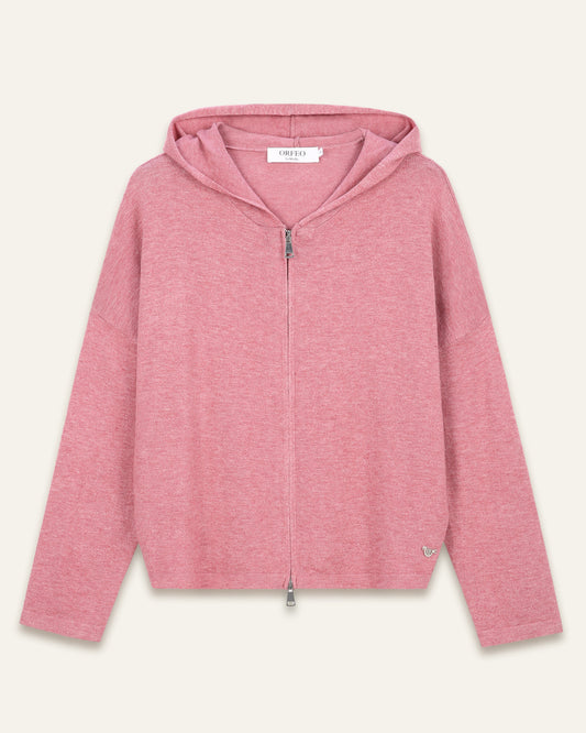 Gilet mérinos avec capuche Margaux - Rose