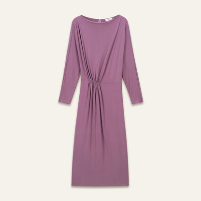 Robe midi drapée Mylène - Rose Pétale