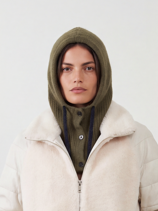 Cagoule en racoon trois boutons Solea - Kaki