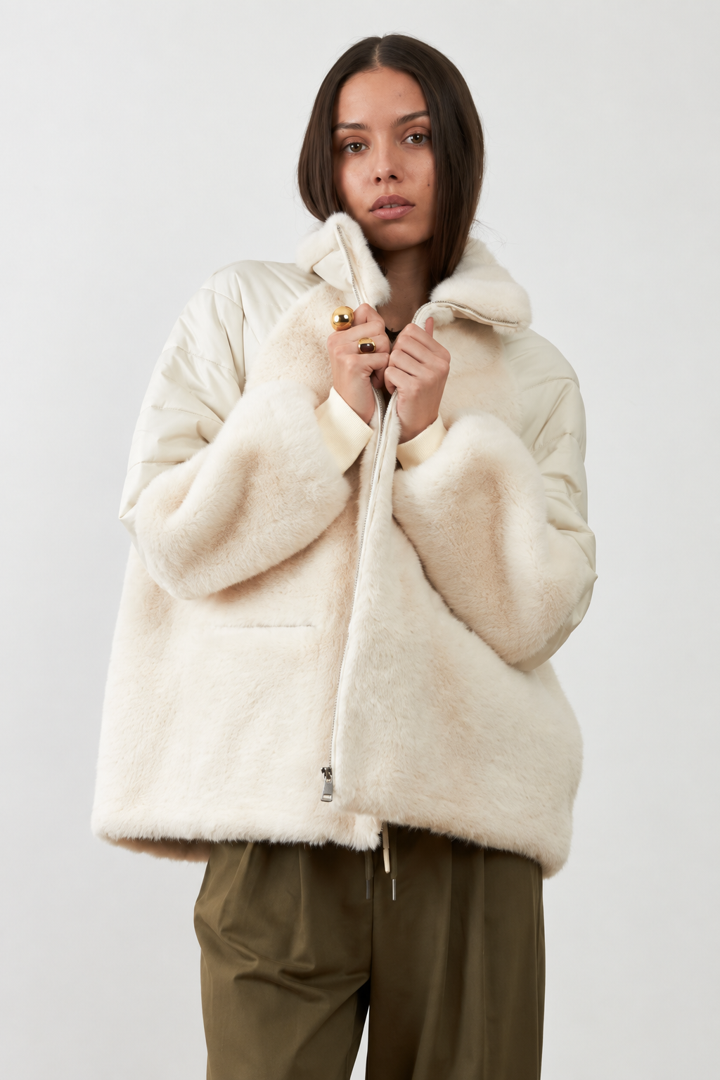 Manteau fausse fourrure Aliosha - Écru
