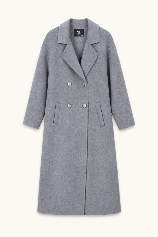 Manteau long en laine Leya - Gris