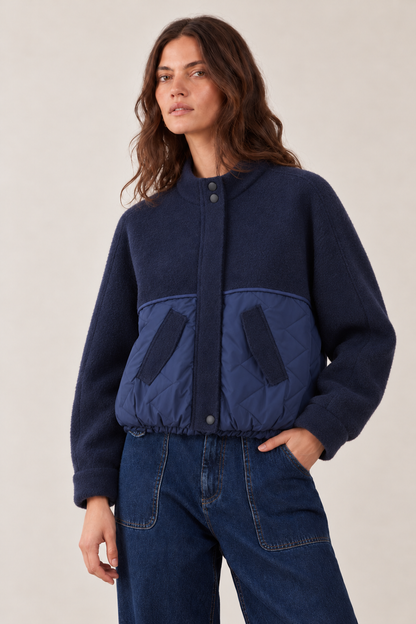 Blouson bomber bi-matière Meroua - Navy