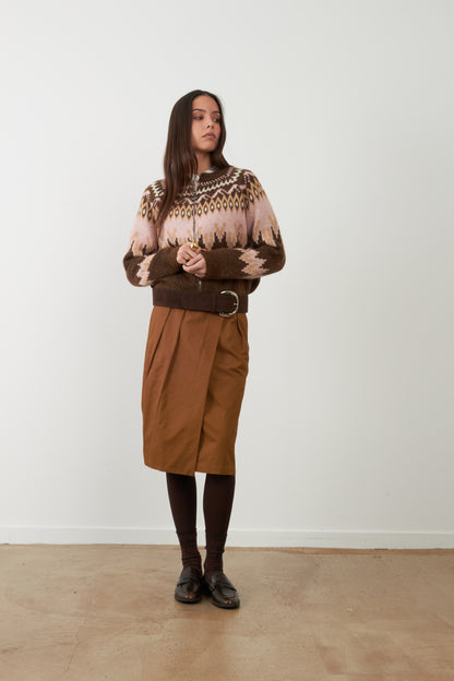 Pull jacquard Alistair - Choco/Rose