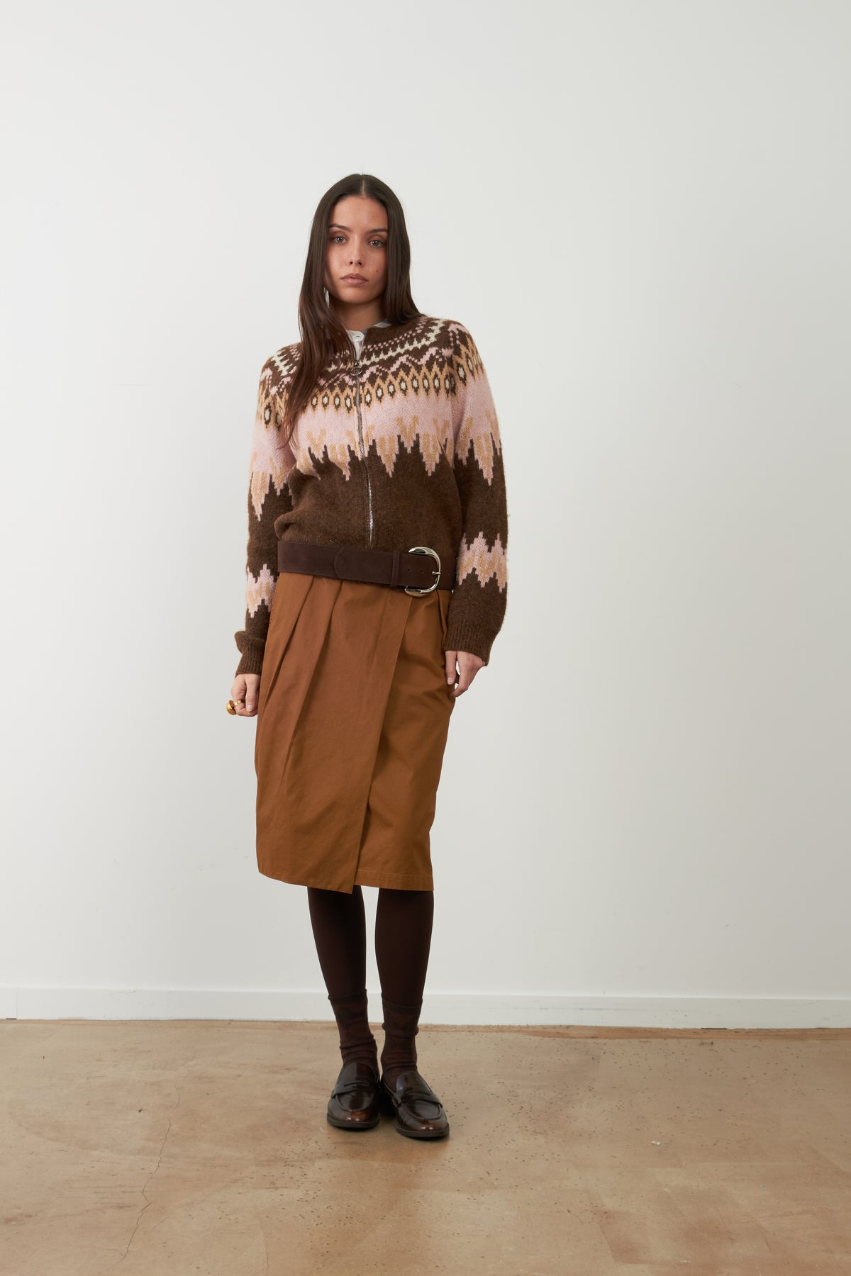 Pull jacquard Alistair - Choco/Rose