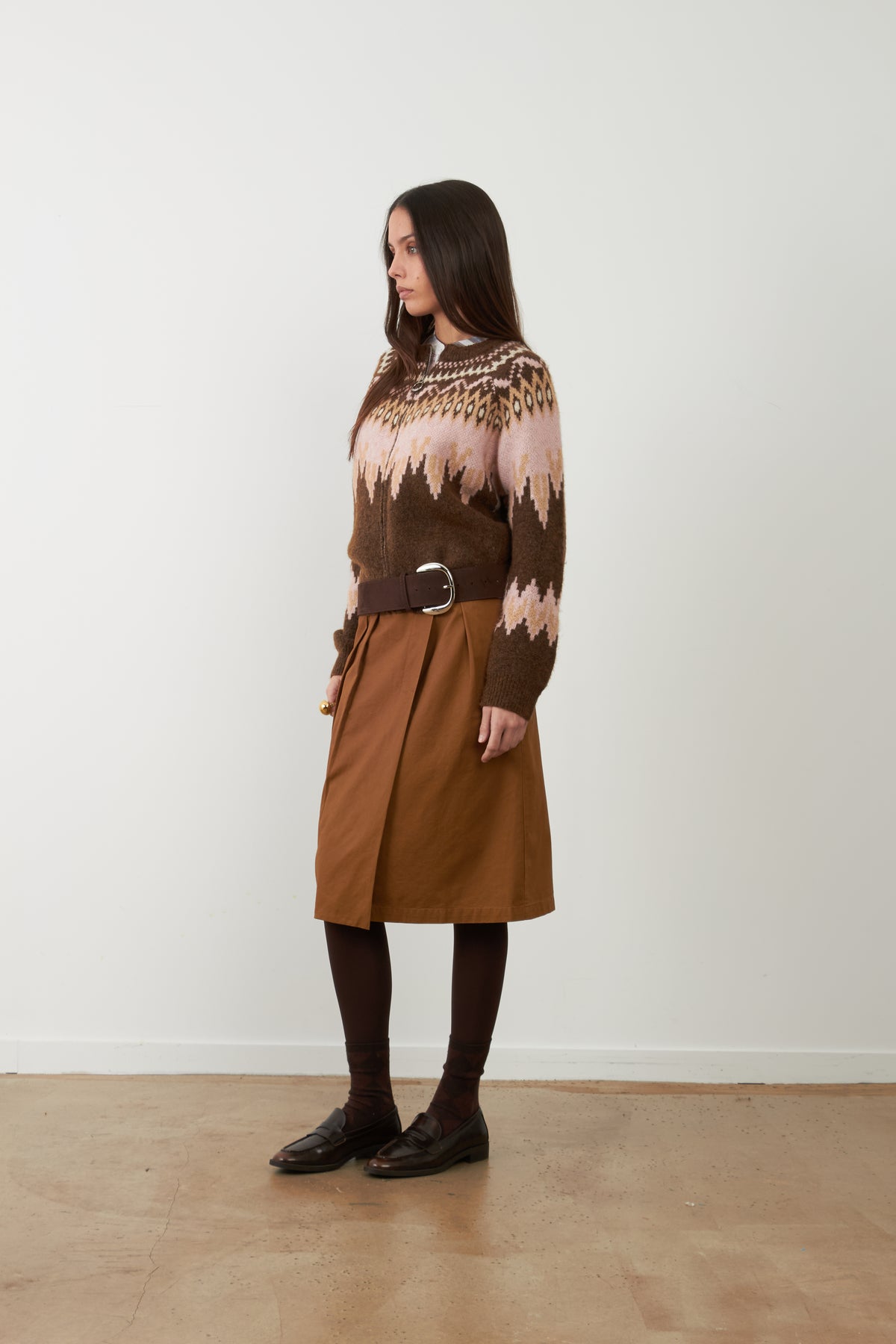 Pull jacquard Alistair - Choco/Rose
