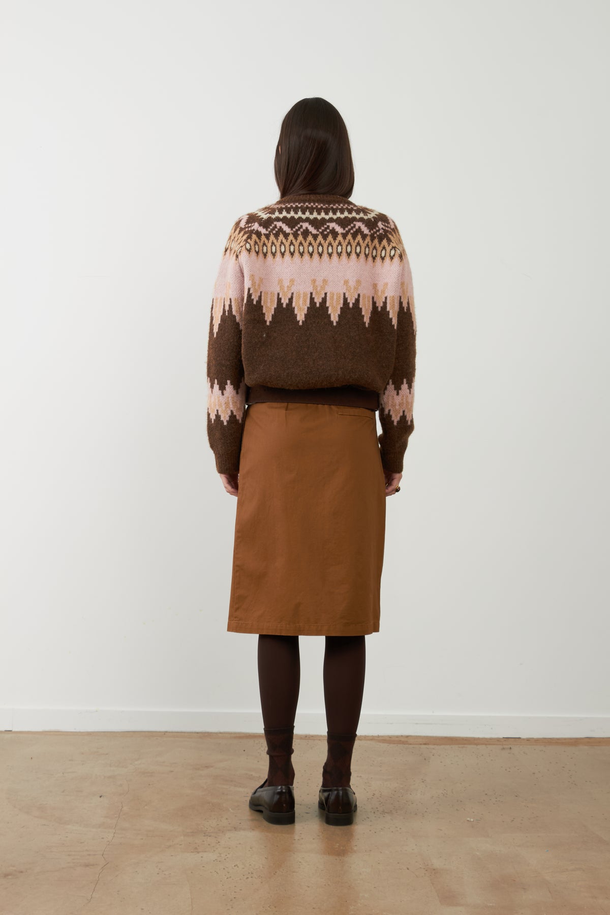 Pull jacquard Alistair - Choco/Rose