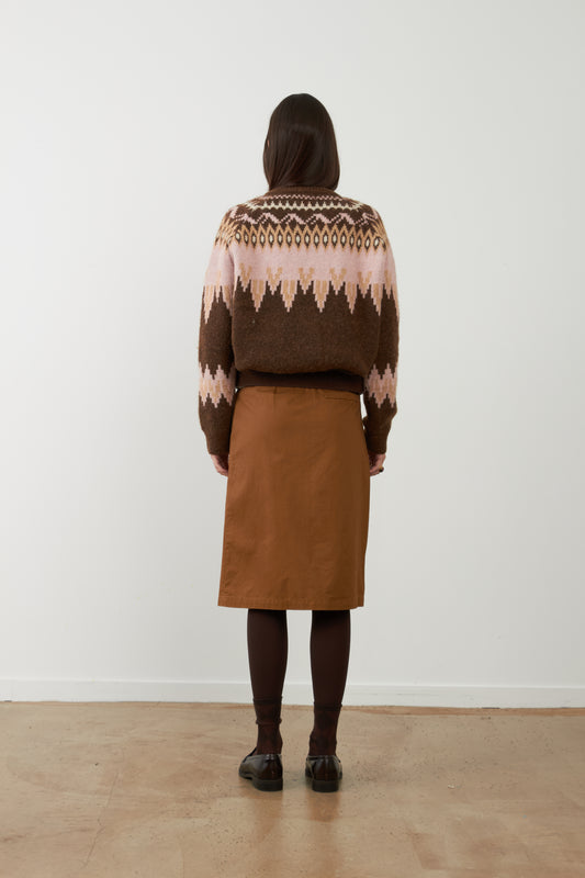 Cardigan jacquard Alistair - Choco/Rose