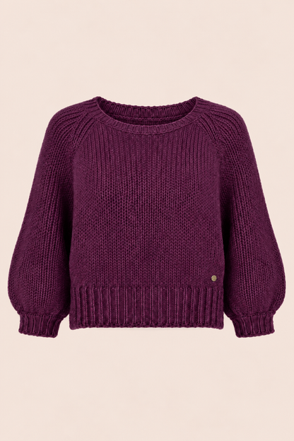 Pull maille manches ballon Aurore - Violet