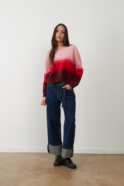 Pull Tricolore Josepha - Bordeaux