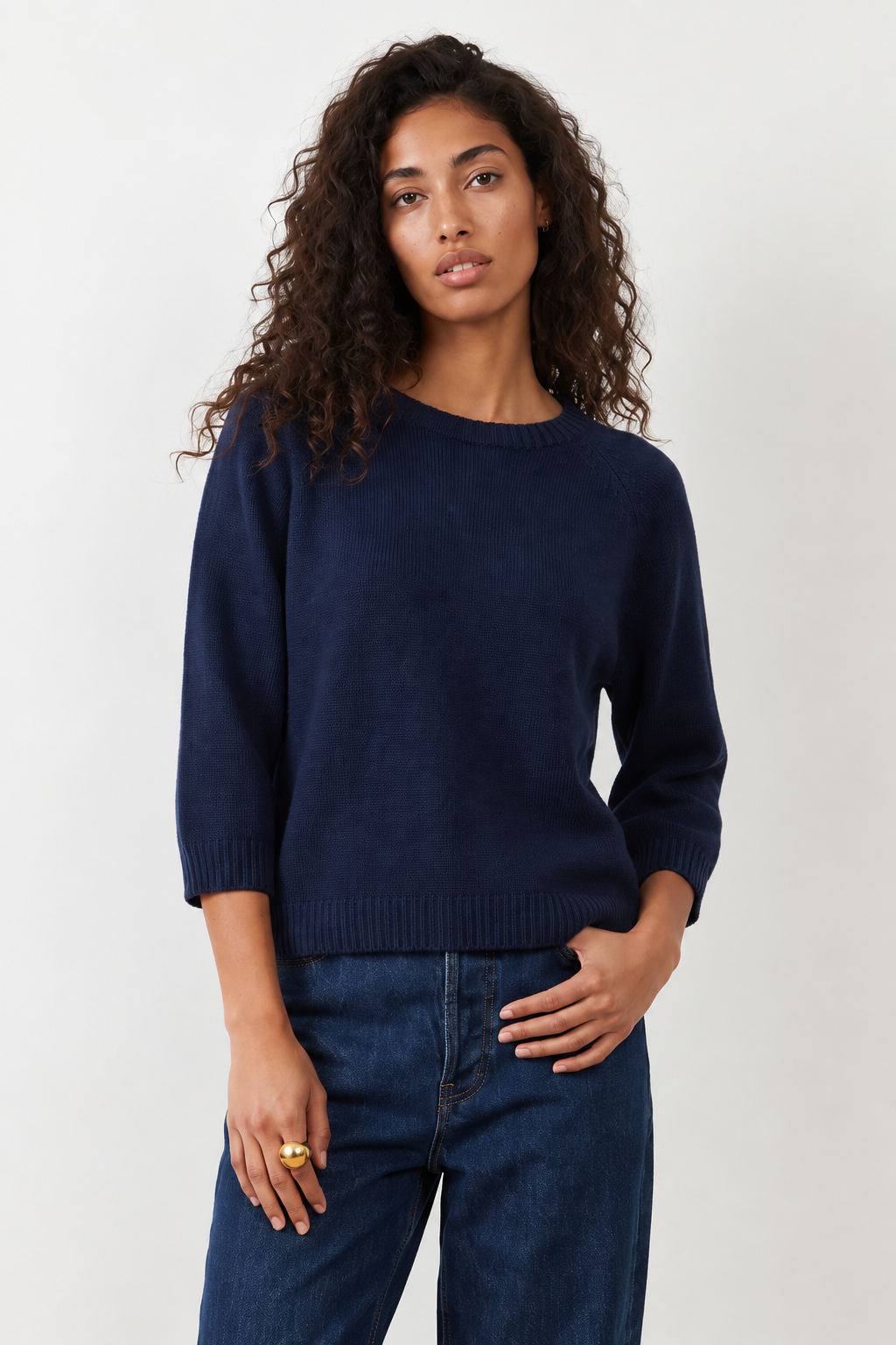 Pull en angora manches ballon Maeva - Navy