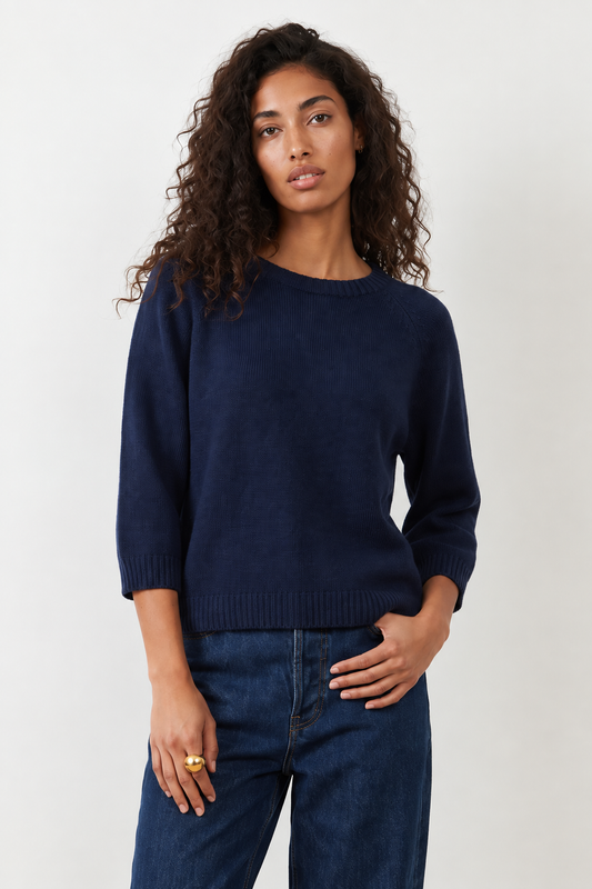 Pull en angora manches ballon Maeva - Navy