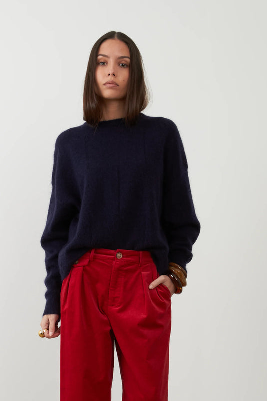 Pull duveteux mohair & laine Rania - Navy