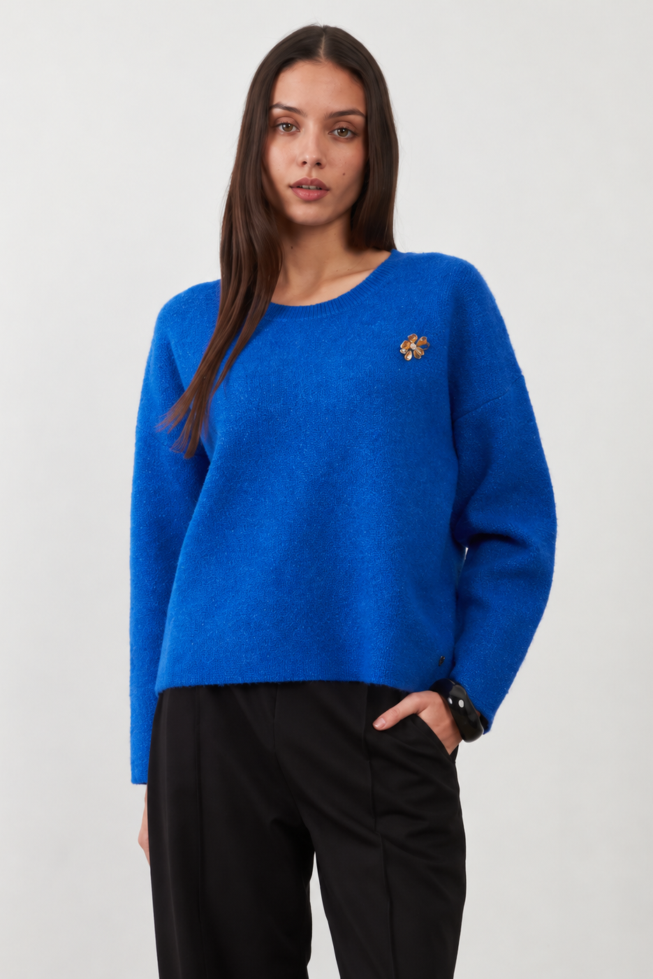 Pull doux col rond Tam - Bleu Roi