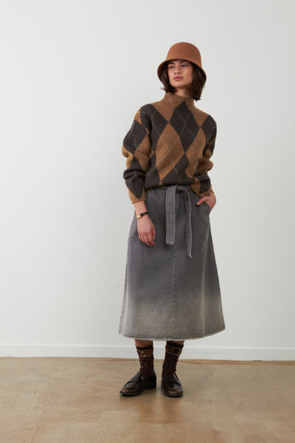 Pull argyle col montant Zéphirine - Losange Chocolat